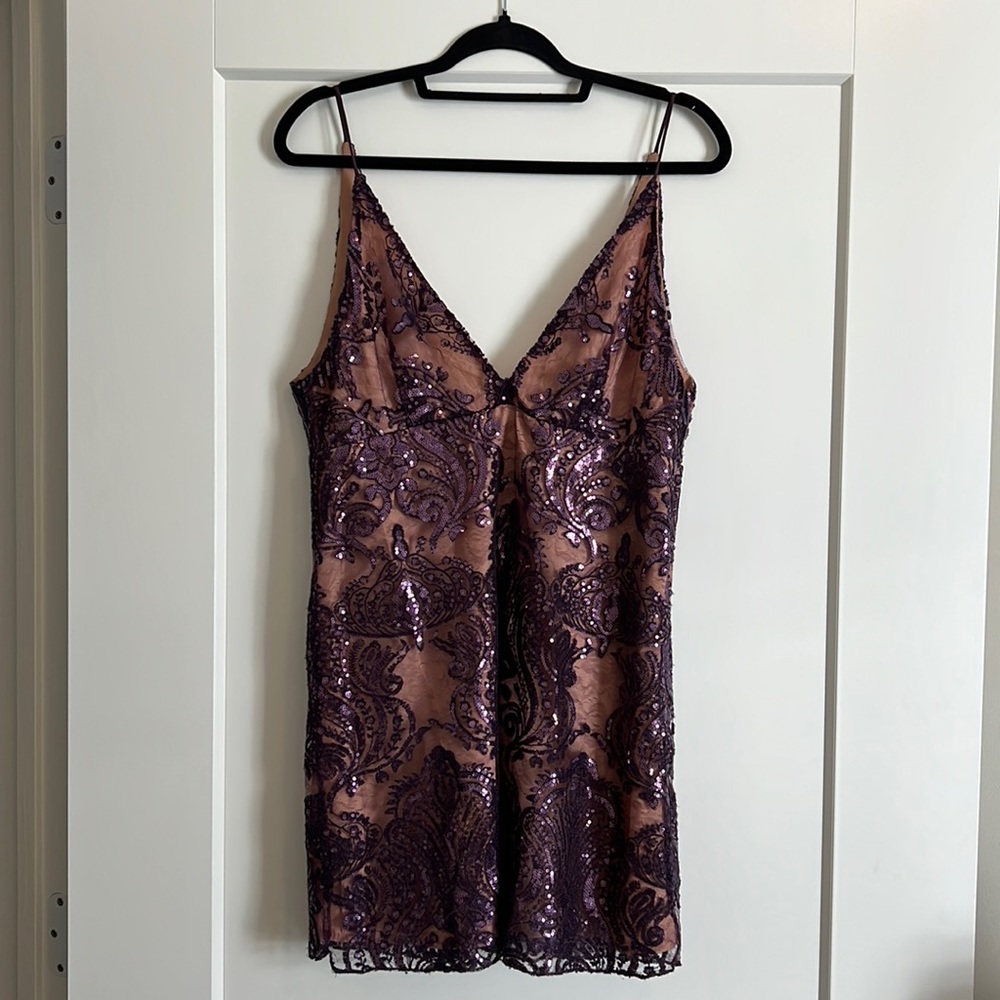Free People Purple Sequin Mini Dress